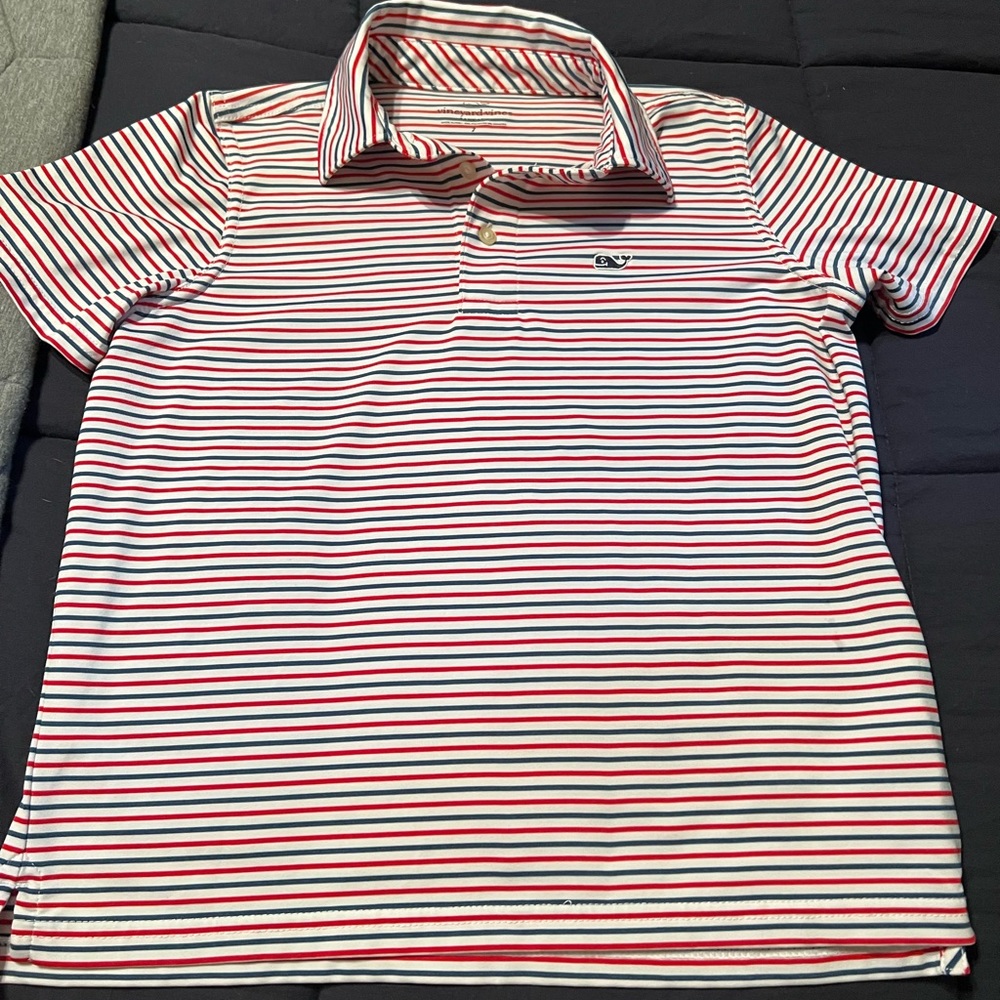 Vineyard Vines red white blue stripe polo size 7